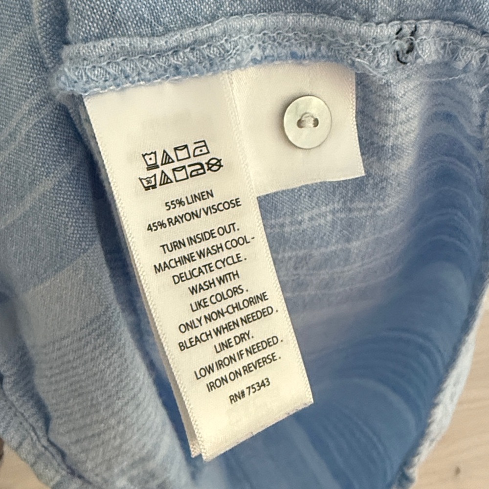 Light blue Linen blend button down Shirt - Picture 5 of 5